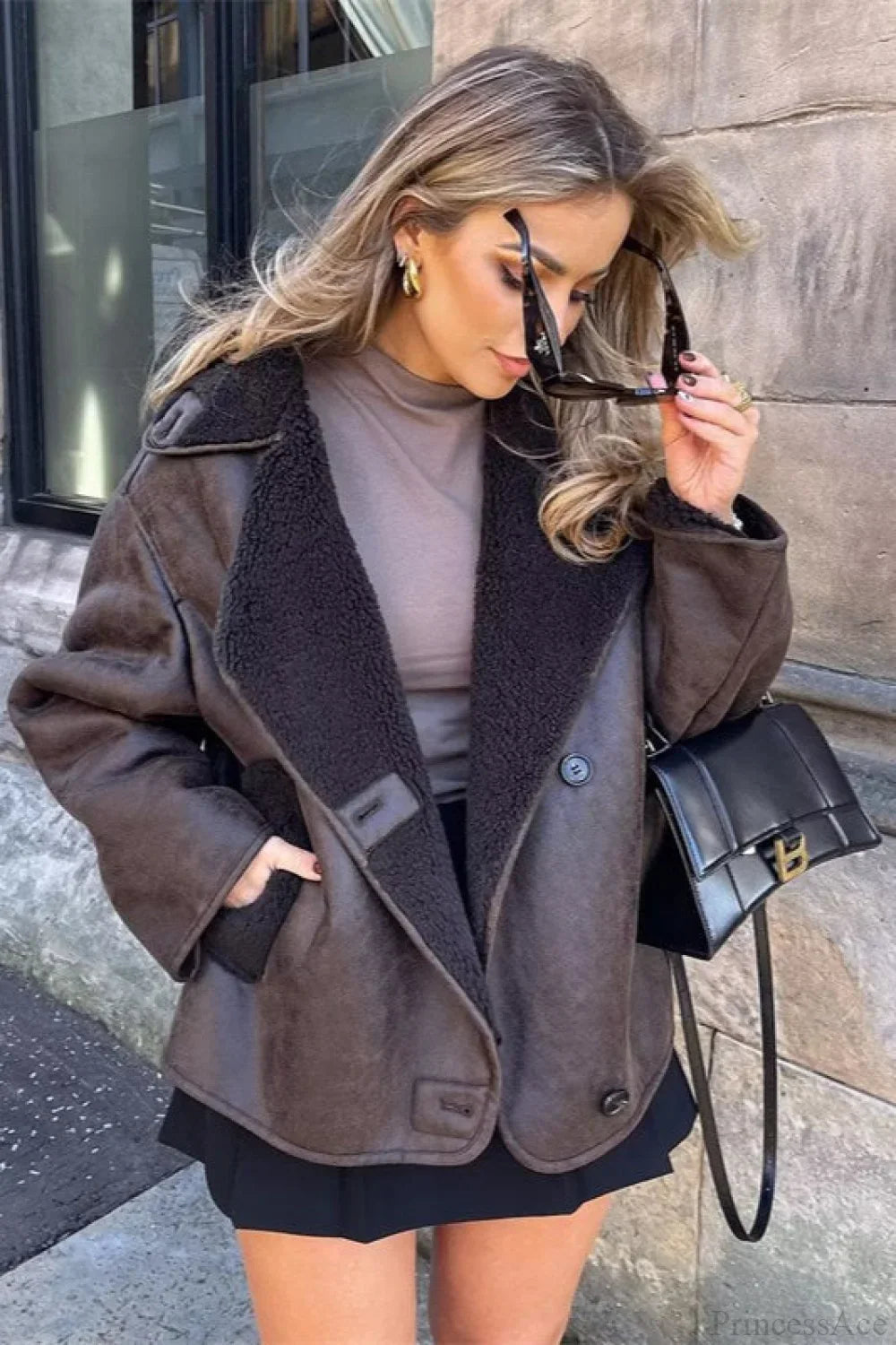 Vintage Reversible Fleece Loose Warm Coat