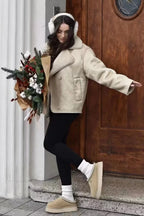Vintage Reversible Fleece Loose Warm Coat