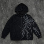 Vintage Skull Rose Print Hoodie