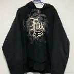 Vintage Skull Rose Print Hoodie