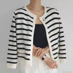 Vintage Striped Loose Knitting Simplicity Knit Cardigan