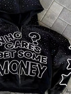 Vintage Y2K Zipper Print Hoodie