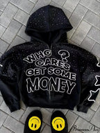 Vintage Y2K Zipper Print Hoodie
