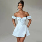 Waist Wrap A-Line Off Shoulder Vacation Dress