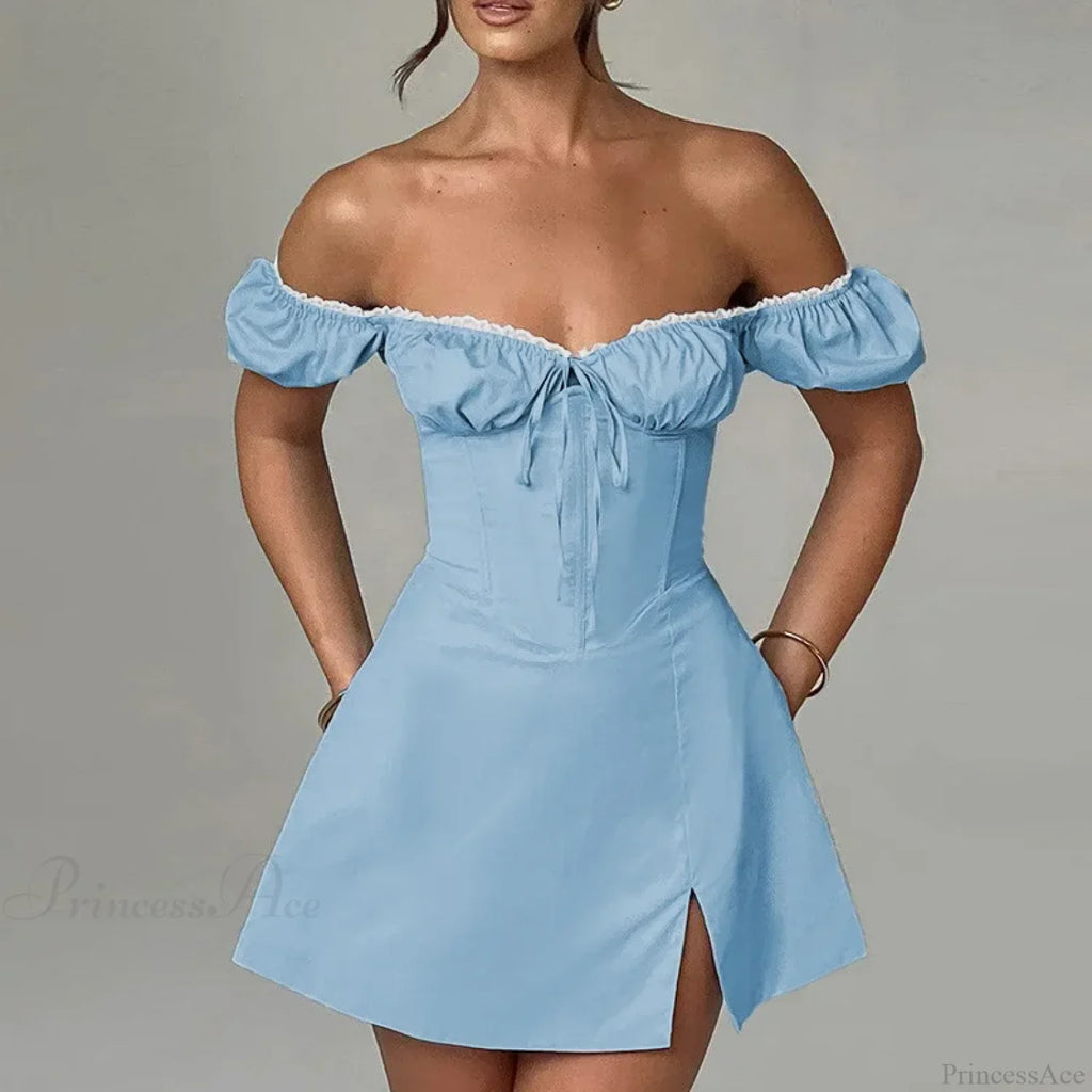 Waist Wrap A-Line Off Shoulder Vacation Dress