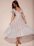 Waist Wrap Lace Vacation Dress