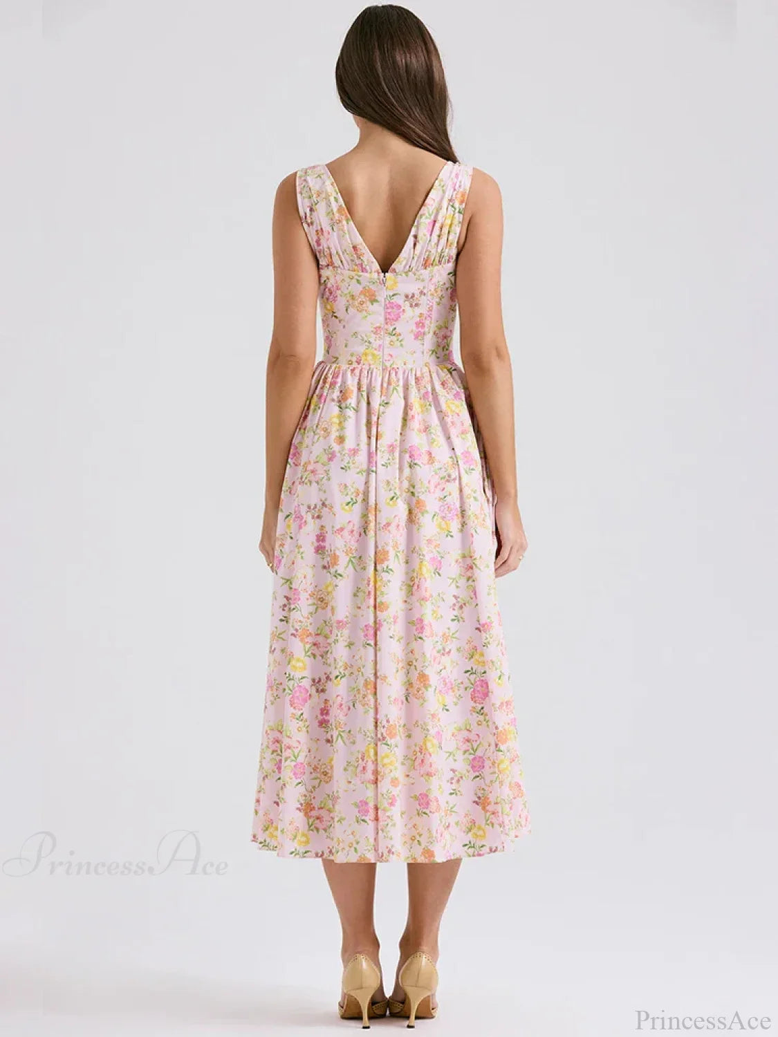 Waist Wrap Print A-Line Vacation Dress