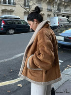 Warm Lamb Wool Casual Lapel Single-Breasted Thickened Pocket Winter Stylish Coat