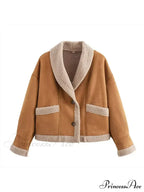 Warm Lamb Wool Casual Lapel Single-Breasted Thickened Pocket Winter Stylish Coat