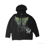 Washed Gothic Letter Zipper Hoodie