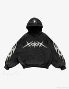 Washed Gothic Letter Zipper Hoodie