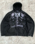 Washed Gothic Letter Zipper Hoodie