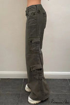 Washed Multi Pocket Denim Cargo Pants