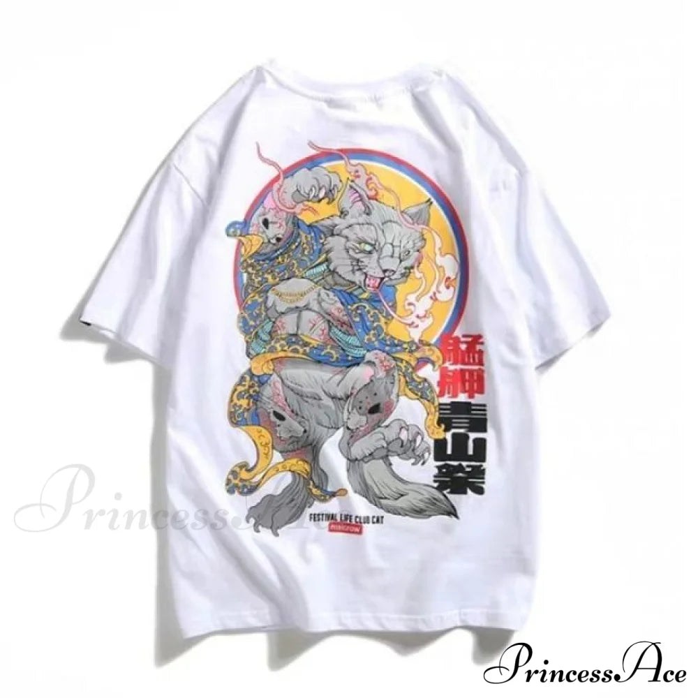 White Cartoon Kawaii Tops Tee
