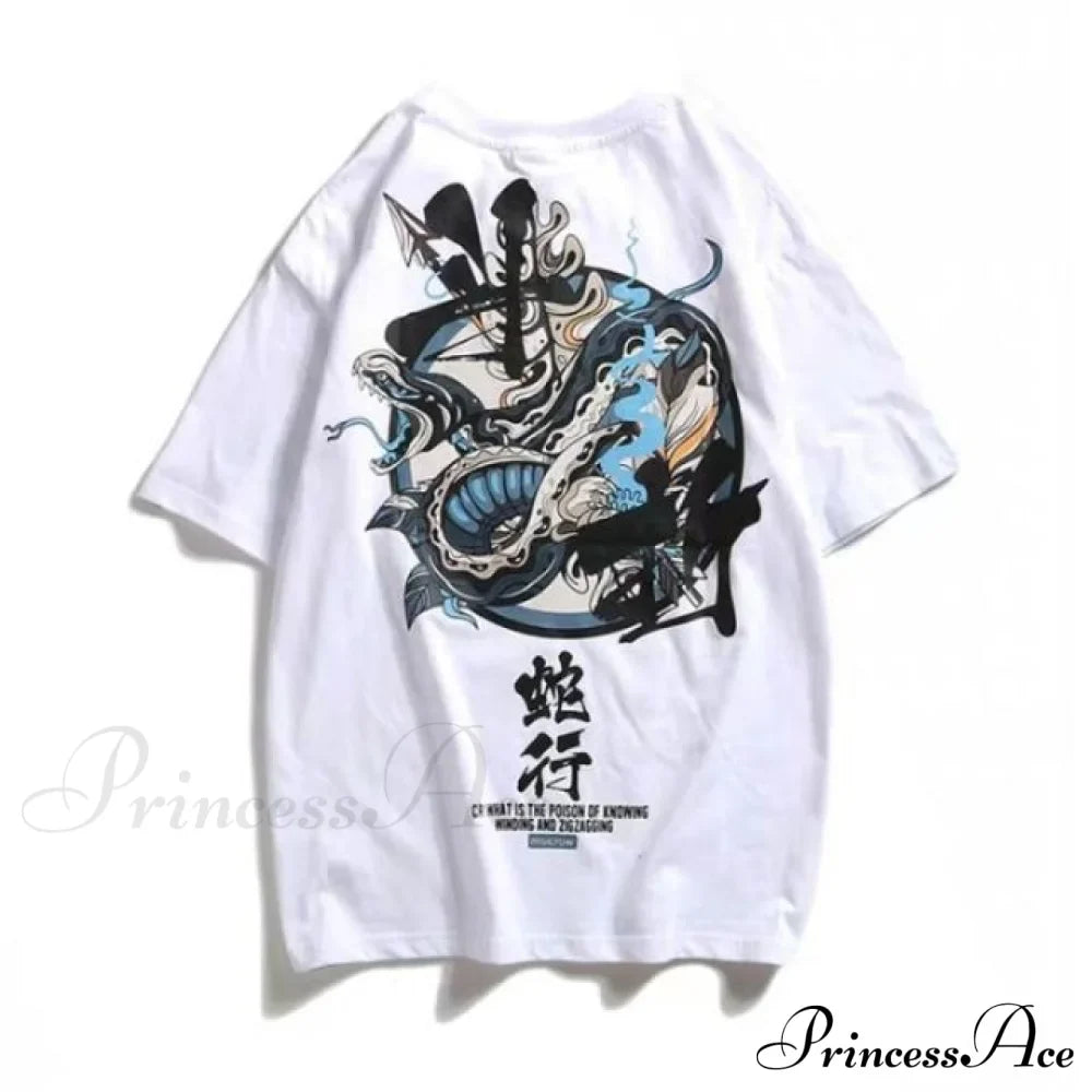 White Cartoon Kawaii Tops Tee