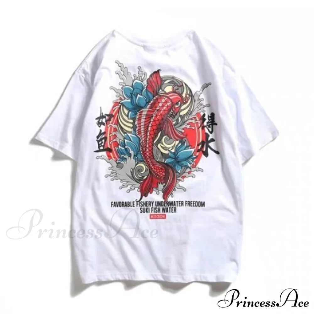 White Cartoon Kawaii Tops Tee