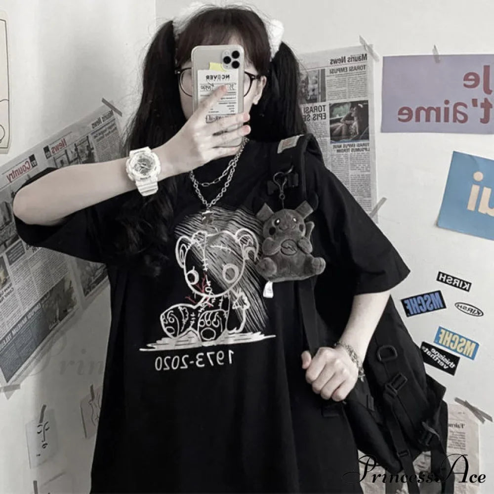 White Cartoon Kawaii Tops Tee