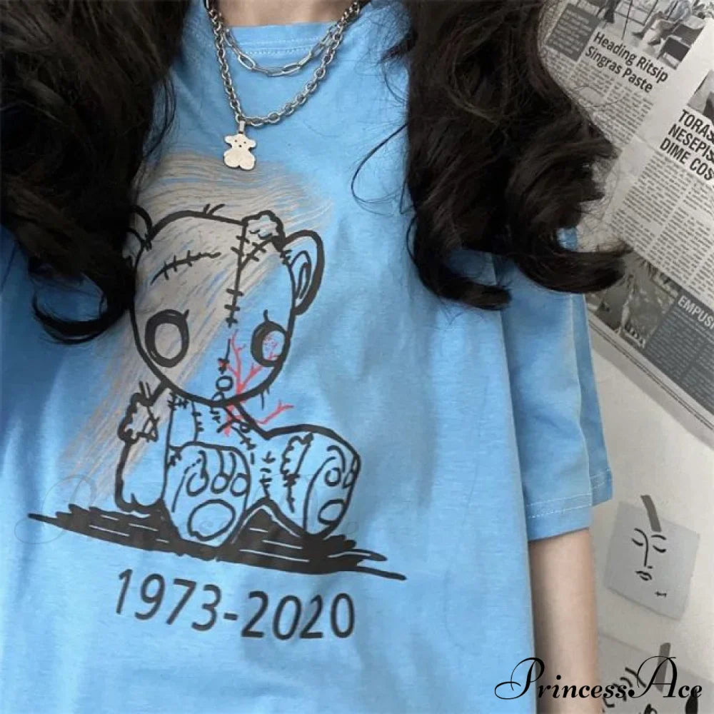 White Cartoon Kawaii Tops Tee