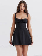 White Corset Dress Women Solid Color Lace Trim Square Collar Spaghetti Strap Sleeveless A Line Mini Y2K Dresses Clubwear