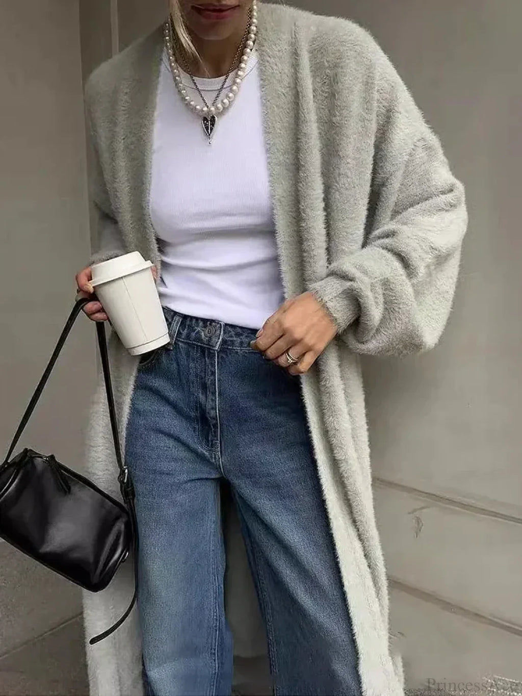 White Knitted Belted Cardigan