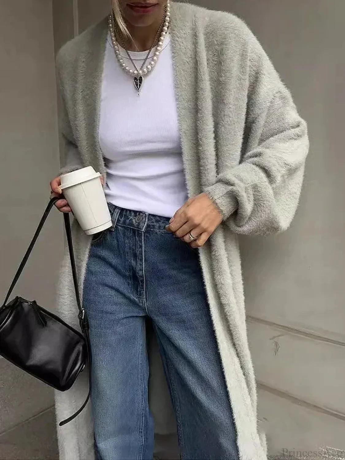 White Knitted Belted Cardigan