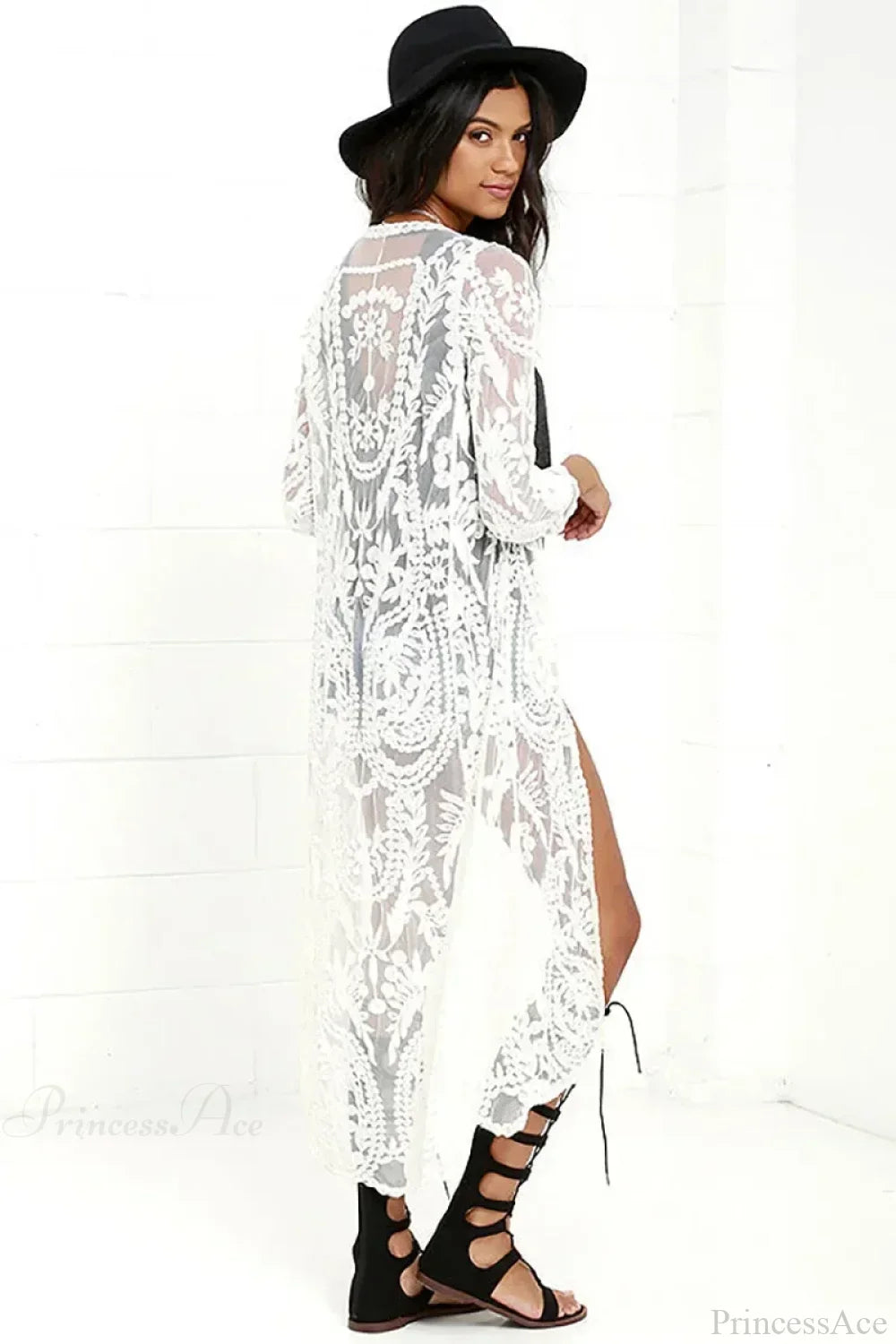 White Lace Kimono Boho Bikini Cover Up