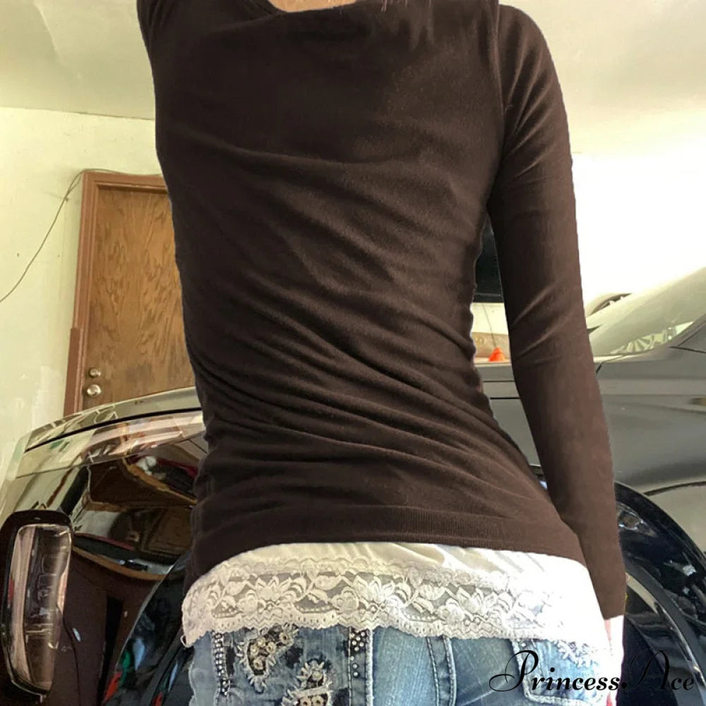 White Lace Trim T-Shirt