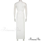 White Shoulder Parties - Women For Split Gown One And Full-Length Warm-Season Elegant Long Beachwear