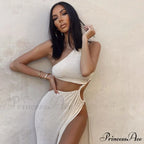 White Shoulder Parties - Women For Split Gown One And Full-Length Warm-Season Elegant Long Beachwear