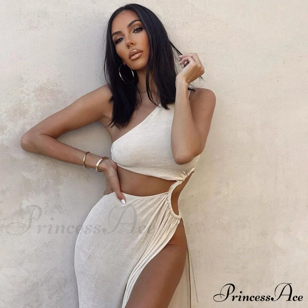 White Shoulder Parties - Women For Split Gown One And Full-Length Warm-Season Elegant Long Beachwear