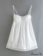 White Spliced Embroidery Lace Bra Corset Mini Dress