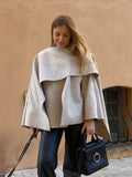 White Woolen Coat With Scarf Collar