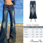 Wide Leg Oversize Y2K Patterned Baggy Winter Cargo Casual Jeans Low Autumn Waist Trousers