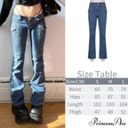 Wide Leg Oversize Y2K Patterned Baggy Winter Cargo Casual Jeans Low Autumn Waist Trousers