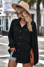 With Blouse Waffle-Knit Dropped Neck Collared Shoulder