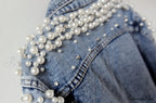 With Detailing Autumn Jacket Pearl - Denim Collection