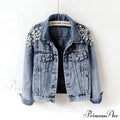 With Detailing Autumn Jacket Pearl - Denim Collection