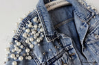 With Detailing Autumn Jacket Pearl - Denim Collection