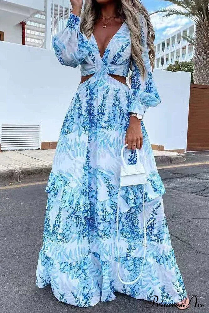 With Long Gown Bachelorette Design V-Neck Flowered Full-Length Sleeves