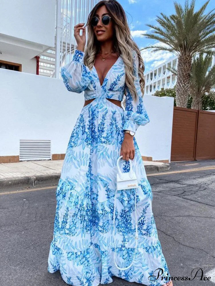 With Long Gown Bachelorette Design V-Neck Flowered Full-Length Sleeves