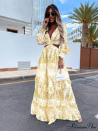 With Long Gown Bachelorette Design V-Neck Flowered Full-Length Sleeves