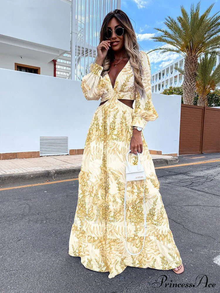 With Long Gown Bachelorette Design V-Neck Flowered Full-Length Sleeves