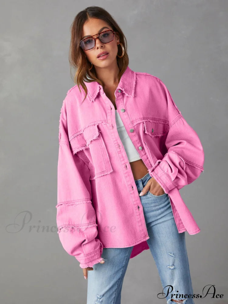 With Raw Jacket Dropped Hem Shoulder