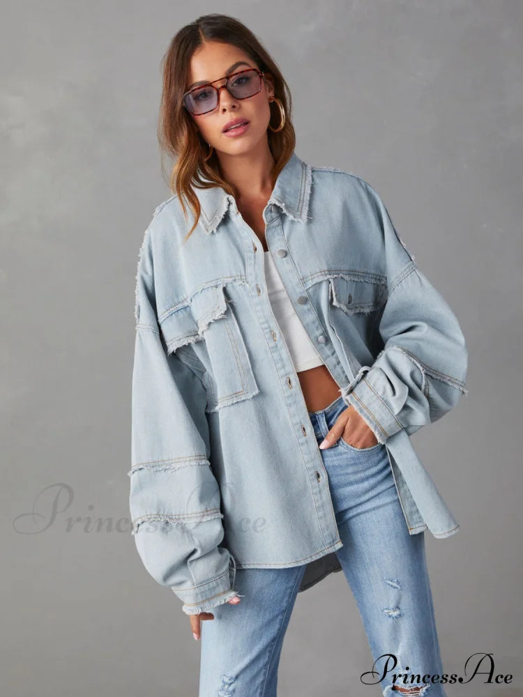 With Raw Jacket Dropped Hem Shoulder
