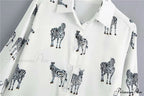 With Satin Blouse Design Arm - Long Zebra Top