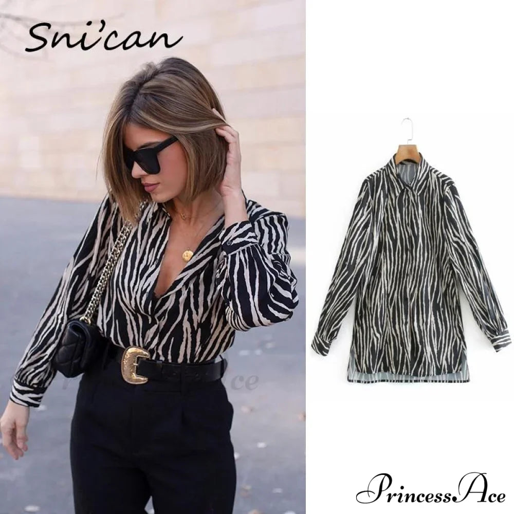 With Satin Blouse Design Arm - Long Zebra Top