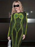 With Striped Long Body Shape Out Design Gown Cut Sleeves