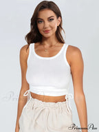 With Tank Round Neck Ruched Drawstring