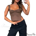 Women Color Casual Basics Camisoles Sleeveless Sling Summer Slim Fit Exposed Navel Vests Crops Streetwear Tank Top