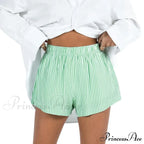Women Gingham Boxer Striped Elastic High Waist Pajama Plaid Printed Button Lounge Short